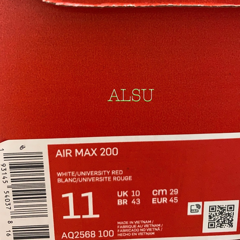 Nike Air Max 200 White University Red Men’s Snaker - Picture 10 of 11